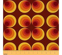 Geometry Circle Fabric by The Yard,Yellow Gradient Ring DIY Art Waterproof Fabric,Modern Abstract Art Decorative Waterproof Outdoor Fabric for DIY Projects,70's Retro Pattern Upholstery Fabric,3 Yards