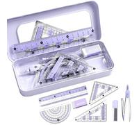 Geometry Compasses Maths Set,7 Pcs Protractor And Compass Set with Metal Box,High-Quality Geometry Sets for Secondary School Students Maths and Home Schooling,School Class Supplies