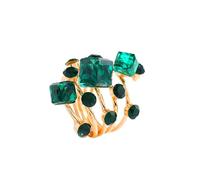 Geometry Crystal Rings for Women Colours Cube Finger Ring 3D Square Fantasy Gradient Crystal Rings Gold Helical Spring Hollow Ring Cocktail Party Jewelry Colour/Blue/Green/Black/Red/Transparent