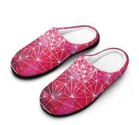 Geometry Cube Sacred Galaxy Breathable Slippers Women Slip On Winter Warm House Slippers Shoes Bedroom 7-8（39-40)