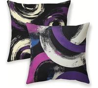 Geometry Cushion Covers 20cm x 20cm Decorative Pillow Cases 2 pack, Waterproof Cushion Covers Purple, Double-Sided Printing Velvet Square Throw Pillowcases for Outdoor Garden Sofa Living Room lj-271