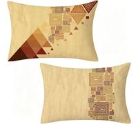geometry Cushion Covers 30x50 cm, Linen Outdoor Cushions Waterproof, Soft Pillows 2 pack for Home Decor, brown Cushions with Invisible Zip, Pillow Cases for Bedroom, garden, Machine Washable 84-W
