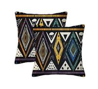 Geometry Cushion Covers 90 x 90 cm Set of 2 Outdoor Cushions Vintage, Waterproof Linen Square Pillow Covers with Stitched Edge, Outdoor Throw Pillow Decorative for Home Garden Furniture Patio S-878