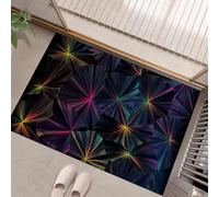 Geometry Door Mats Indoor, Machine Washable Soft Doormats, Dirt Trapper Door Mat, Super Absorbent Entrance Rug, Modern Style Non-Slip Floor Mats For Inside (50 X 80 Cm, Neon Blue)
