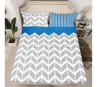 Geometry Fitted Sheet Single Bed Adults and Children 3D Fitted Sheets Deep Pocket 12 inch 30 cm Bottom Sheet Ultra Soft Microfibre Bedding Set with 2 Pillowcases a.5857