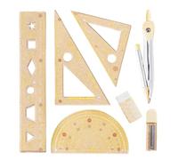 Geometry Kit | 8 Piece Clear Instrument, Measuring Tool and with Shell, Ruler and Box | School Stationery Supplies for Middle School, Classroom, College, St