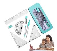 Geometry Kit - Compass-and-Rules Drawing Set for Students | Includes Ruler, Protractor, Squares and Compass, Ideal for School and Office