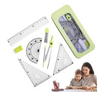Geometry Kit - Compass-and-Rules Drawing Set for Students | Includes Ruler, Protractor, Squares and Compass, Ideal for School and Office