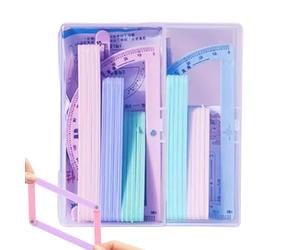Geometry Kit for Students, Magnetic Ruler with Storage Box - School Learning Kit for Teachers Students Office Architecture Engineering