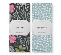 GEOMETRY Kitchen Tea Towel - Quick Dry Microfiber Cloth Dish Towels for Kitchen Drying - Premium Quick Dry Towel - Not Forgotten + Fiona (Pretty Petals 2-Pack Set)