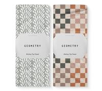 GEOMETRY Kitchen Tea Towel - Quick Dry Microfiber Cloth Dish Towels for Kitchen Drying - Premium Quick Dry Towel - Seed Light + Autumn Checkers (Checkmate 2-Pack Set)