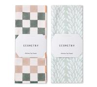 GEOMETRY Kitchen Tea Towel - Quick Dry Microfiber Cloth Dish Towels for Kitchen Drying - Premium Quick Dry Towel - Seed Light + Autumn Checkers (Checkmate 2-Pack Set)