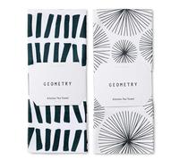 GEOMETRY Kitchen Tea Towels - Quick Dry Microfiber Dish Towels for Kitchen - Linework 18" x 30" (2 Pack)
