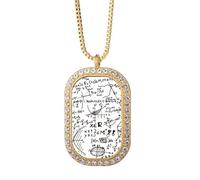 Geometry Mathematical Formulas Calculus Figure Necklace Pendant Diamond Crystal Golden Jewelry