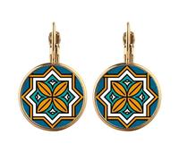Geometry Morocco Style Pattern Gold Clip On Drop Earrings Non Piercing Dangle Jewelry