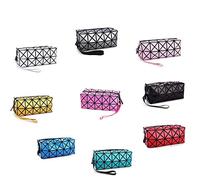 Geometry Pencil Case, 1pcs Pencil Case Large Interesting Geometric Foldable Fashion Toiletry Makeup Clutch for Travel, School,Home, Organizer(Silver)