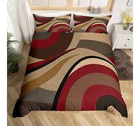 Geometry Print Comforter Cover Abstract Art Simple Style Bedding Set for Boys Girls Children Red Yellow Brown Black Duvet Cover Modern Design King Size Quilt Cover 3Pcs