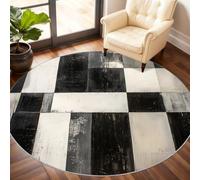 Geometry Round Rugs for Bedroom, Graffiti Color Blocks Circle Rug 240cm, Black And White Rug, Non Slip Round Rugs for Living Room Dining Beneath the Furniture