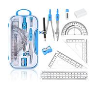 Geometry Set, 10pcs Maths Set,ZOMOAP School Maths Protractor Set with Shatterproof Storage Box,Includes Rulers,Protractor,Compass,Pencil Lead Refills,Pencil,Eraser.