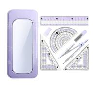 Geometry Set - Compass Ruler Kit, Protractor Triangle Tool, Math Drawing Instrument Set | Classroom Tools for Exam Preparation Drafting Projects Diagram Construction and Technical Sketching