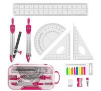 Geometry Set for Students, 10PCS Math Geometry Set with Rulers, Math Protractor Compass, Box of Protactor Kit, for Drawing and Measuring Class Supplies and School