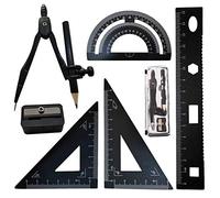 Geometry set, FORTSPANG compass for geometry math geometry kit 7 pieces, includes ruler protractor drawing compass, pencil, for students technical drawings.