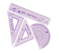 Legami - Geometry Set, Set with 15 cm Ruler, 60 ° Square 10 cm, 180° Protractor for School, Case Included, Flexible Material, Kitty Theme