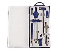 Geometry Set Metal Compass, 7 Pcs Math Compass and Protractors Set Geometry Tools Kit with Shatterproof Storage Box for Architects Engineers Students