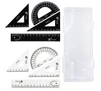 Geometry Set Metal Triangular Scale Ruler Set Drawing Set Drawing Ruler Set Maths Geometry Tool with Storage Box for Students, Technical Drawings (8 Pieces)