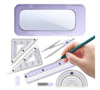 Geometry Set | Protractor Ruler Set Mathematics Tools - Study Accessories and Drawing Supplies for Students Teens Children,For Class School Engineering Architect