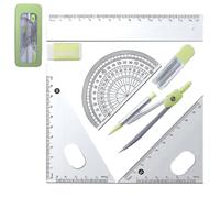 Geometry Set, Ruler Protractor Compass Set | Math Protractor Compass with Rulers, Drawing Compasses with Math Protractor, Set Squares, Ruler and More for Students Doing Homework