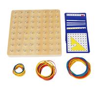 Geometry Shape Teaching Toy Set with Wood Geoboard and Elastic Rubber Bands for Teacher Teaching Basic Math Concepts Topological Pegboard