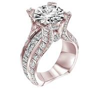 Geometry Shaped Big Rhinestone Ring Diamond Wheel Ring Elegant Geometry Rhinestone Ring Full Diamond Rings for Women Size 6 10 Western Style Rings (Rose Gold, 8)
