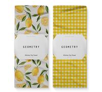 GEOMETRY Spring Kitchen Towels - Quick Dry Microfiber Cloth Spring & Summer Dish Towels for Kitchen Drying - Premium Quick Dry Towel - Lemonade Lines, 18" x 30" - 2-Pack