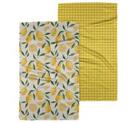 GEOMETRY Spring Kitchen Towels - Quick Dry Microfiber Cloth Spring & Summer Dish Towels for Kitchen Drying - Premium Quick Dry Towel - Lemonade Lines 18" x 30" (2 Pack)