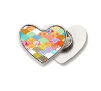 Geometry Squama Flowers Pattern Japan Heart Metal Pin Brooch Clip Love