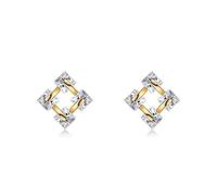Geometry Square Small Earrings For Women Pink Cubic Zirconia Stud Earring Handmade Jewelry