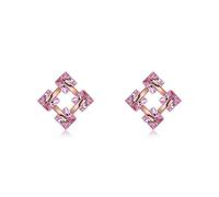 Geometry Square Small Earrings For Women Pink Cubic Zirconia Stud Earring Handmade Jewelry