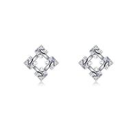 Geometry Square Small Earrings For Women Pink Cubic Zirconia Stud Earring Handmade Jewelry