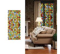 Geometry Stained Glass Privacy Window Film Frosted Self Adhesive Static Cling Glass Door Film,Vinyl Decorative Window Tints for Home Office Decor