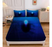 Geometry Super King Fitted Sheet Earth Bed Sheets Deep Pocket 12 inch (30 cm) Soft Cozy 3 Piece Microfibre Bed Sheet 180x200 cm with 2 Pillowcases 50x75 cm