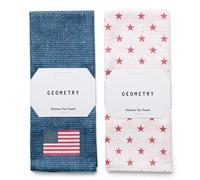 GEOMETRY Tea Towels - Patriotic Collection - Quick-Dry, Ultra-Absorbent, Reusable Microfiber Kitchen Towels for Drying & Cleaning - Old Glory - 2 Pack