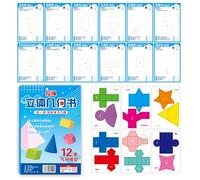 Geometry Workbook | Interactive Learning Set | 3D Train Toy with Thread | Playful Mathematics Training Promotes Space Understanding - Volume Exercises with Shapes for Children Students Family from 5