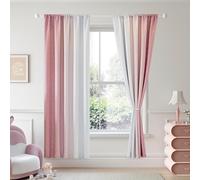 Geomoroccan Ombre 100% Blackout Curtains 72 Inch Length 2 Panels for Bedroom Pink White Gradient Patterned Room Darkening Noise Reducing Rod Pocket Window Treatment Drapes