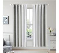 Geomoroccan Ombre 100% Blackout Curtains 72 Inches Long 2 Panels for Bedroom Living Room Grey White Gradient Patterned Room Darkening Thermal Insulated Rod Pocket Window Treatment Drapes