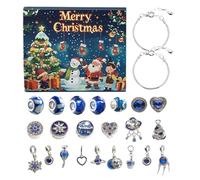 Geonoy Christmas Calendar Countdown - Earrings Charm Bracelets Pendant - 24 Day Christmas Necklace Set | for Valentines Thanksgiving Halloween Seasonal Holiday Kids Teens Adults