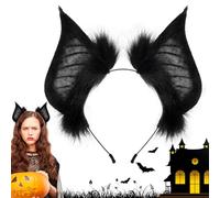 Geonoy Halloween Headband,Black Bat Ears Hair Band | Scary Dark Costume Hairband | for Role-Play Photoshoot Stage Show Birthday Carnival Event Party Festival Celebration Adult Girls