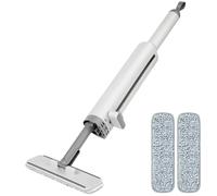 Geonoy Portable -Squeeze Mop, Short Rotatable Hand Wash- Flat Squeeze Mop with Crevice Brush and 2 Reusable Microfiber Pads, Floor Cleaning System for Bathroom Kitchens Desktop