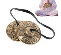 Geonoy Tibetan Meditation Cymbals - Brass Relaxing Spiritual | Craft Meditation Cymbals Bells | for Home Car Doorway Adults Thanksgiving Holiday Birthday Party Family Friends Drumming Clapping