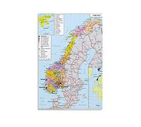Geopolitical Map of Norway Canvas Art Poster And Wall Art Picture Print Modern Family Bedroom Decor Posters 08x12inch(20x30cm)